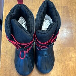 Kids Black and Red Winter Boots